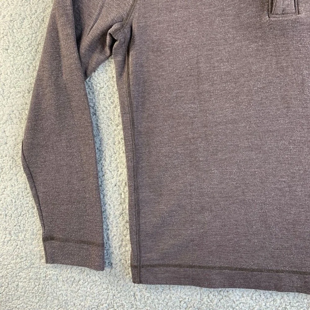 Banana Republic Sweater Mens Medium Brown Button 1/2 Zip Mock Pullover READ‎